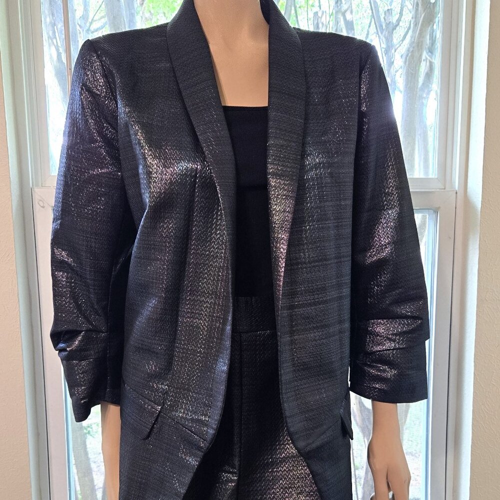 Hutch Anthropologie black iridescent XL dressy shorts and blazer shiny rainbow